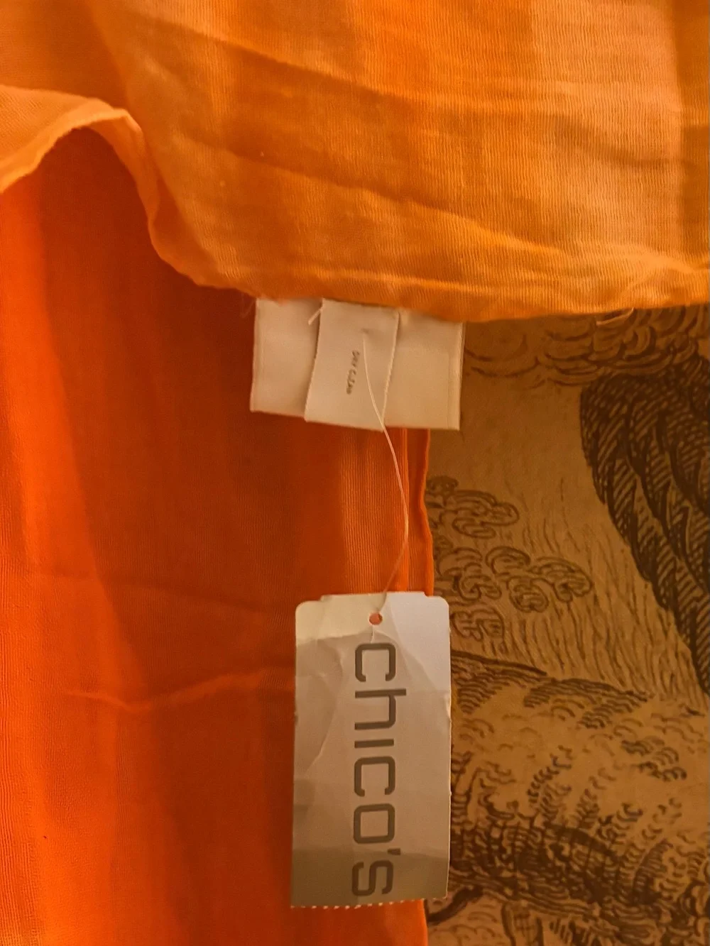 * New Chico's Seville Textured Look Orange Cotton Scarf *